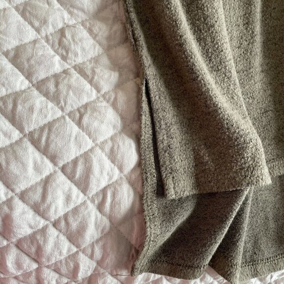 Cupio Sweater Dress Women Sz M Green Mock Neck Stretch Comfort Minimal Midi Slit - Picture 4 of 10